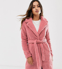 Пальто из искусственного меха с поясом Vero Moda - Розовый