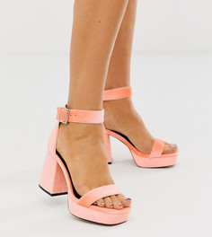 Туфли персикового цвета для широкой стопы на толстой платформе и блочном каблуке ASOS DESIGN - Witty - Оранжевый