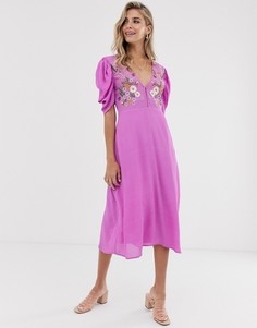 Платье макси с вышивкой Cleobella - amber - Фиолетовый