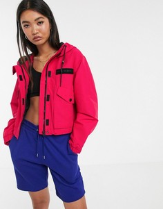Розовая куртка на молнии с капюшоном Bershka - Красный