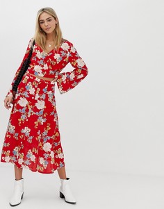 Юбка миди с цветочным принтом Miss Selfridge - Красный