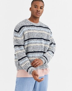 Рыбацкий джемпер в рубчик и полоску ASOS DESIGN - Серый