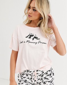 Розовый пижамный комплект с шортами и принтом панды New Look - Розовый