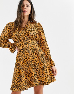 Короткое приталенное платье с длинными рукавами и цветочным принтом Unique21 - Мульти