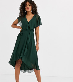 Платье миди с накидкой и асимметричным краем ASOS DESIGN Tall - Зеленый