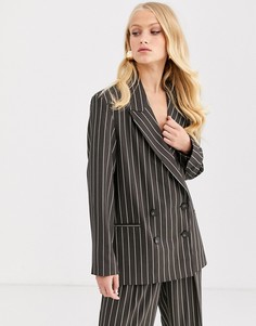 Свободный пиджак в тонкую полоску в винтажном стиле ASOS DESIGN - Мульти
