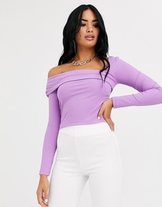 Фиолетовый асимметричный топ на одно плечо в рубчик ASOS DESIGN - Фиолетовый