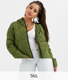 Дутая куртка с капюшоном Noisy May Tall - Зеленый
