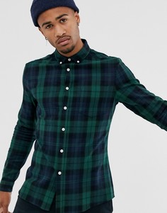 Приталенная темно-синяя рубашка в клетку ASOS DESIGN - Темно-синий