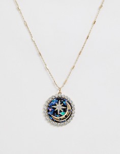 Ожерелье с подвесками в виде луны и звезды ASOS DESIGN - Золотой