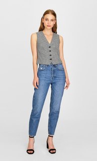 Короткий жилет с узором «гусиная лапка» Stradivarius
