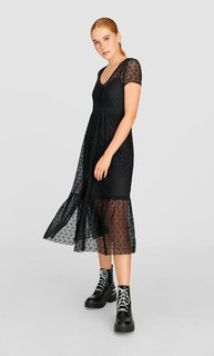 Кружевное платье миди Stradivarius