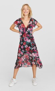 Платье миди из креповой ткани Stradivarius
