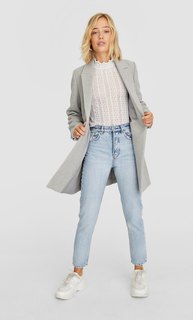 Двубортное драповое пальто Stradivarius