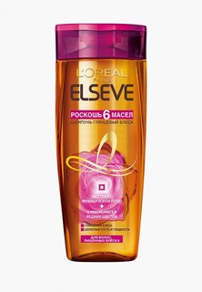 Шампунь LOreal Paris LOreal Эльсев, Роскошь 6 масел, глянцевый блеск, для волос, лишенных блеска, 250 мл