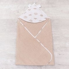 Полотенце детское с уголком AmaroBaby CUTE LOVE КОРОНЫ (кофе), 90х90 см.