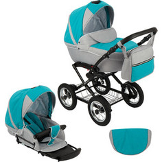 Коляска 2 в 1 GLORY ANNA LUX, св.серый+бирюзовый GL000991642