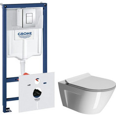 Комплект GSI Norm с сиденьем микролифт, безободковый с инсталляцией Grohe (861511, MS86CSN11 bi, 38775001, FISR2)