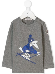 Moncler Enfant футболка с принтом птицы на лыжах