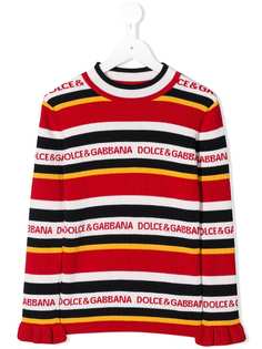 Dolce & Gabbana Kids свитер в полоску с логотипом