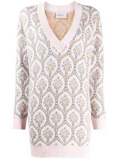 be blumarine be oversized embroidered jumper 8320 01301 ROSA/ARGENTO Natural (Vegetable)->Cotton