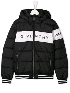 Givenchy Kids куртка-пуховик с контрастным логотипом