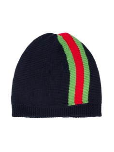 Gucci Kids трикотажная шапка бини с отделкой Web