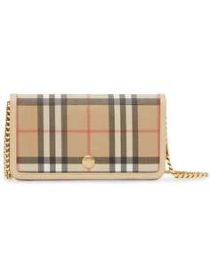 Burberry Vintage Check E-canvas Phone Wallet with Strap