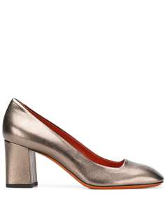 Santoni metallic block-heel pumps