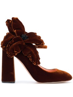 Rochas бархатные туфли-лодочки с аппликацией в форме цветка