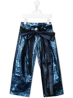 PAMILLA ribbon-belt metallic trousers