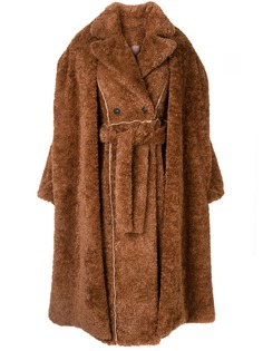 Ruban layered faux-fur coat