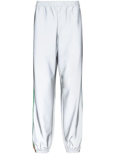 Gucci спортивные светоотражающие брюки с отделкой Web