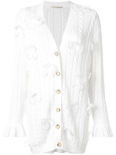 Marco De Vincenzo удлиненный кардиган с аппликациями в форме цветов