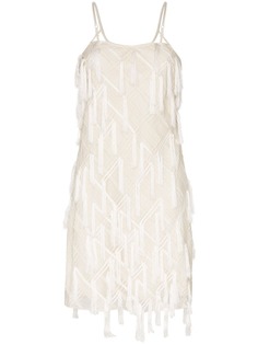 Xu Zhi feather appliqué slip dress