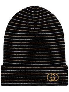 Gucci metallic striped logo beanie