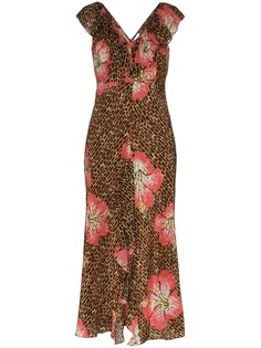 Rixo Antoinette animal floral print midi dress