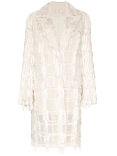 Xu Zhi feather appliqué single-breasted coat