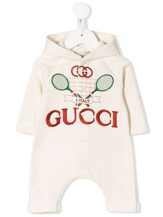 Gucci Kids ромпер с капюшоном и логотипом