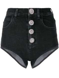 Alessandra Rich шорты с завышенной талией и стразами