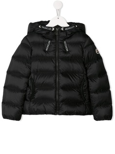 Moncler Kids пуховик с капюшоном на шнурке и логотипом