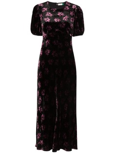 Rixo floral print velvet midi dress
