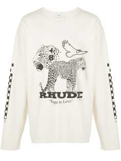 Rhude футболка с графичным принтом и длинными рукавами
