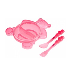 Набор посуды для кормления Canpol Медвежонок, цвет: розовый