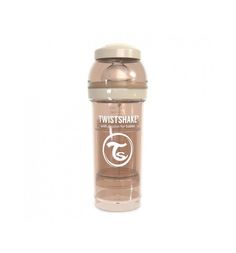 Бутылочка Twistshake для кормления антиколиковая пластик с рождения, 260 мл, цвет: бежевый