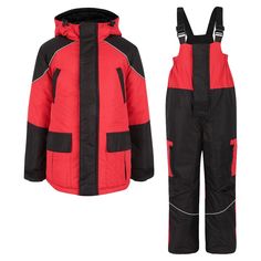 Комплект куртка/полукомбинезон Ursindo Аргун, цвет: красный/черный