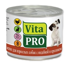 Влажный корм Vita Pro для взрослых собак, индейка/кролик, 200г