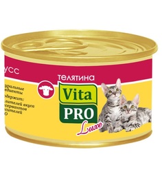 Влажный корм Vita Pro Luxe для котят, телитина, 85г