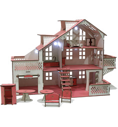 Кукольный домик Iwoodplay Деревянный со светом 85 см