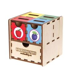 Развивающая игрушка Woodland Комодик-куб Фрукты 10 х 10 см